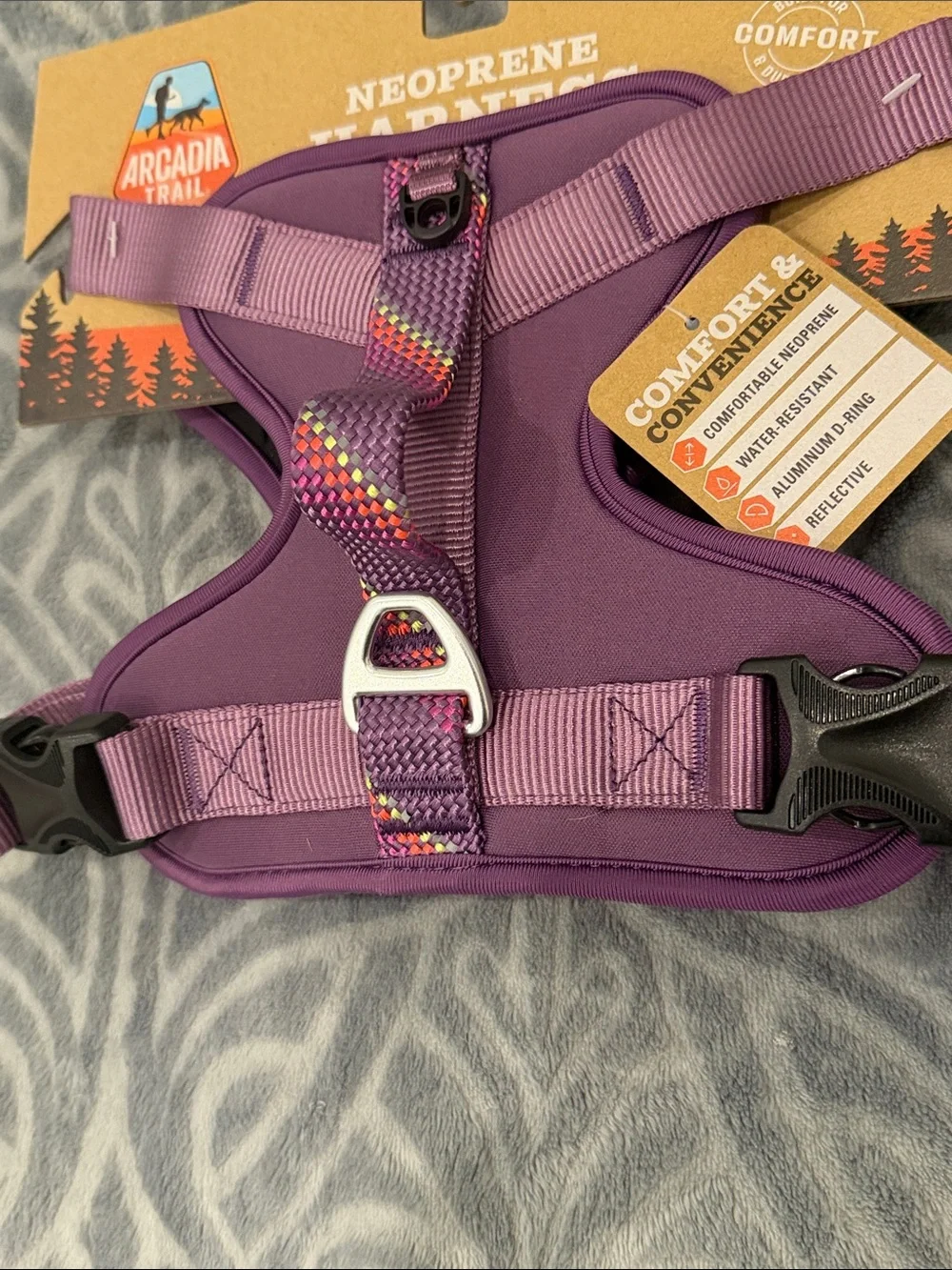 Arcadia Trail Neoprene Purple No-Pull Dog Harness with Metal D-Ring